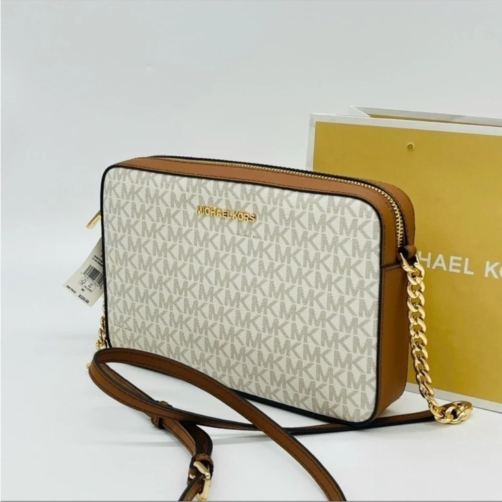 Michael Kors Large EW Crossbody Bag Vanilla/Brown